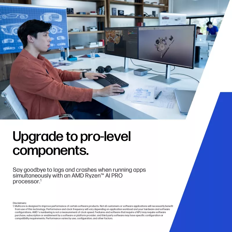 HP ZBook 8 G1ak Copilot+ PC AMD Ryzen AI 7 PRO 35,6 cm (14 tolli) WUXGA 16 GB DDR5-SDRAM Wi-Fi 7 (802.11be) Windows 11 Pro AI tööjaam, AI PC