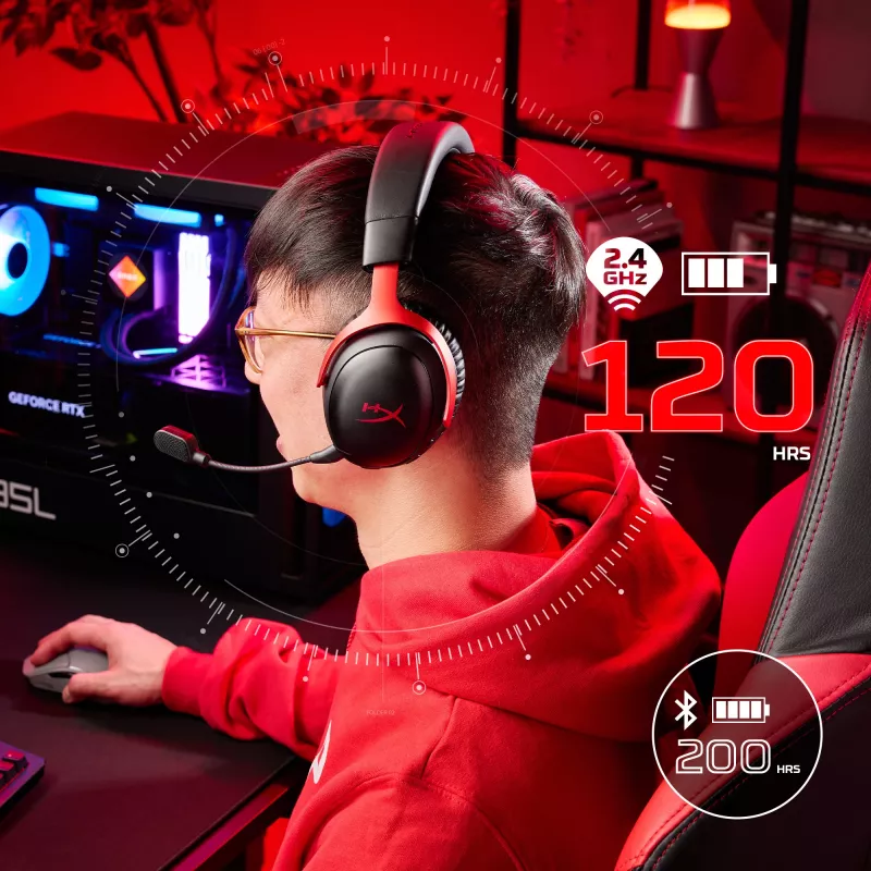 HyperX Cloud III S Wireless - mängukõrvaklapid (must-punane), punane, Hiina, ümberkõrv, suletud, 115 mm, 210 mm