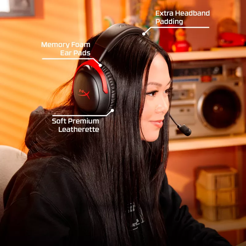 HyperX Cloud III S Wireless - mängukõrvaklapid (must-punane), punane, Hiina, ümberkõrv, suletud, 115 mm, 210 mm