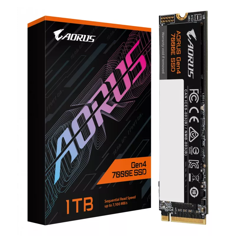 Sisemine M.2 NVMe SSD GIGABYTE AORUS Gen4 7000E 1 TB — 7100 MB/s lugemine, 6100 MB/s kirjutamine, M.2 2280