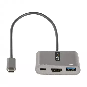 StarTech.com USB-C Multiport Adapter, USB-C HDMI 4K video, 100W PD läbivool, USB 3.0 jaotur 5Gbps (1xType-C/1xA), USB-C mini dokk, USB-C reisidokk, kaasaskantav sülearvuti dokkimisjaam