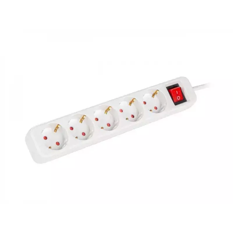 Toitepikendus Lanberg PS1-05F-0300-W 3m 5 vahelduvvoolu pistikupesa Siseruumidesse Valge