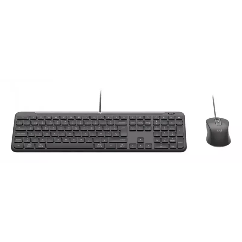 Juhtmega täissuuruses klaviatuur ja hiir Logitech 920-013349 — USB, QWERTY US International, grafiit, 1,8 m kaabel