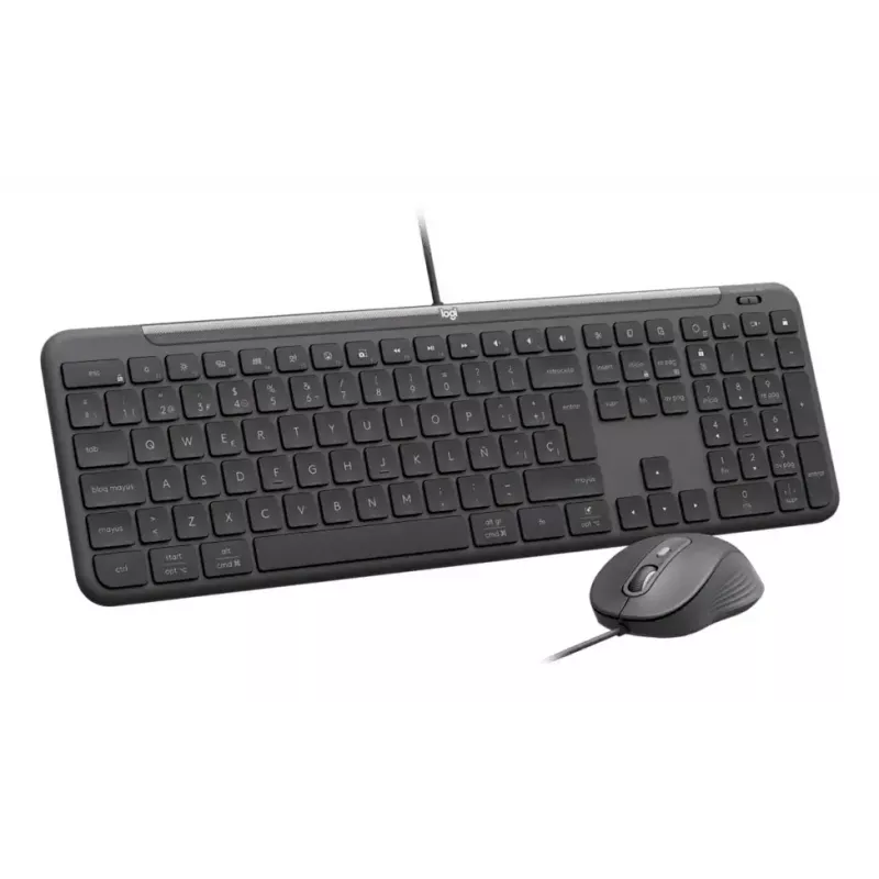 Juhtmega täissuuruses klaviatuur ja hiir Logitech 920-013349 — USB, QWERTY US International, grafiit, 1,8 m kaabel