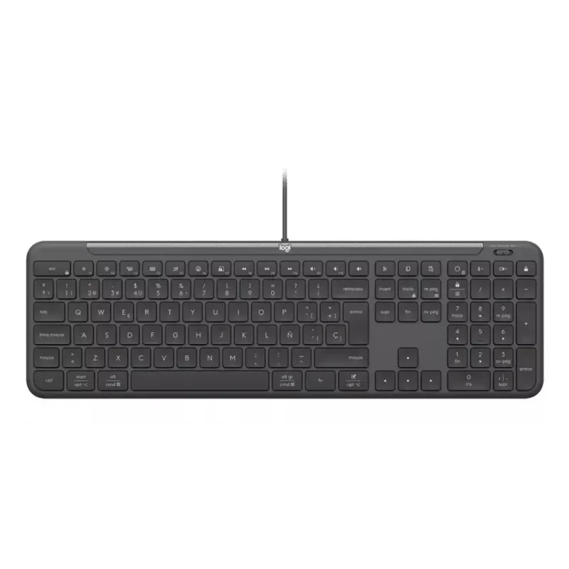 Juhtmega täissuuruses klaviatuur ja hiir Logitech 920-013349 — USB, QWERTY US International, grafiit, 1,8 m kaabel