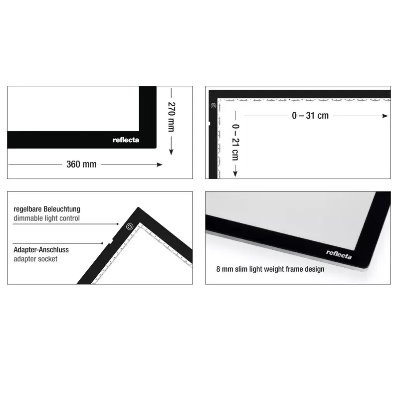 Single picture frame Reflecta LED Light Pad A4 Super õhuke Must 31x21 cm