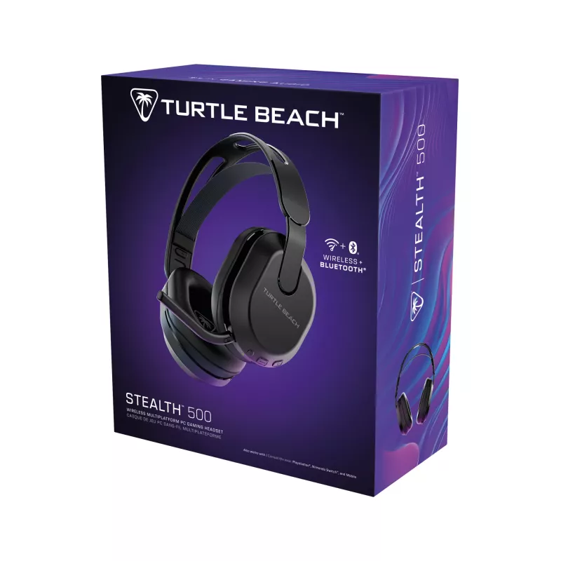 Turtle Beach Stealth 500 must juhtmevaba mängupeakomplekt arvutile kuni 40-tunnise aku ja Bluetoothiga, ühildub arvuti, PS5, PS4 ja mobiilseadmetega