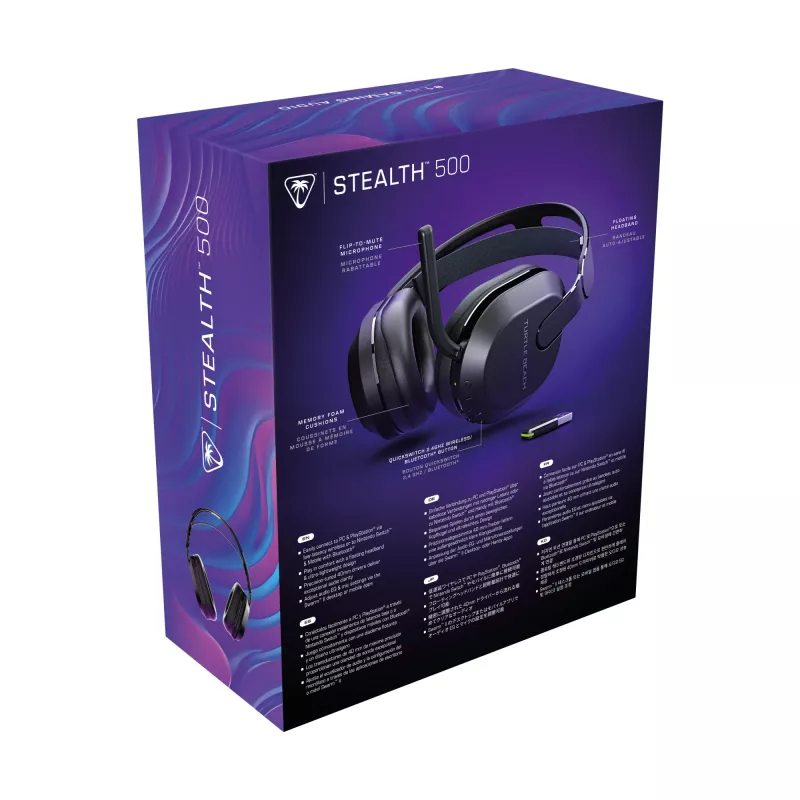 Turtle Beach Stealth 500 must juhtmevaba mängupeakomplekt arvutile kuni 40-tunnise aku ja Bluetoothiga, ühildub arvuti, PS5, PS4 ja mobiilseadmetega
