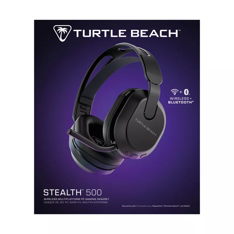 Turtle Beach Stealth 500 must juhtmevaba mängupeakomplekt arvutile kuni 40-tunnise aku ja Bluetoothiga, ühildub arvuti, PS5, PS4 ja mobiilseadmetega