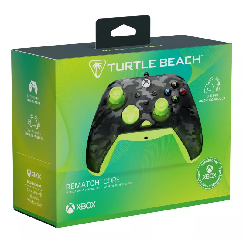 Gamepad Turtle Beach Rematch Core must hall tumehall kollane USB-juhtmega