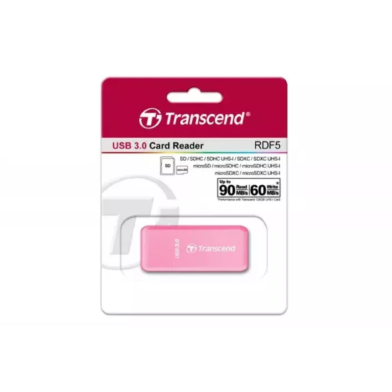 Transcend RDF5 kaardilugeja, roosa