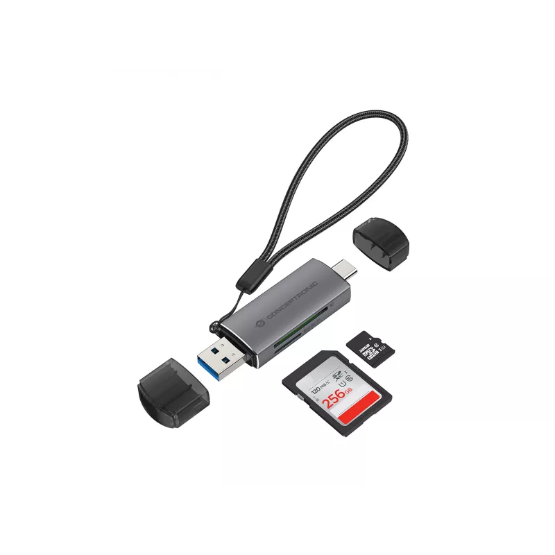 Conceptronic BIAN05G 2-in-1 USB 3.0 Dual Plug Card Reader, SD/MicroSD 3.0, UHS-I