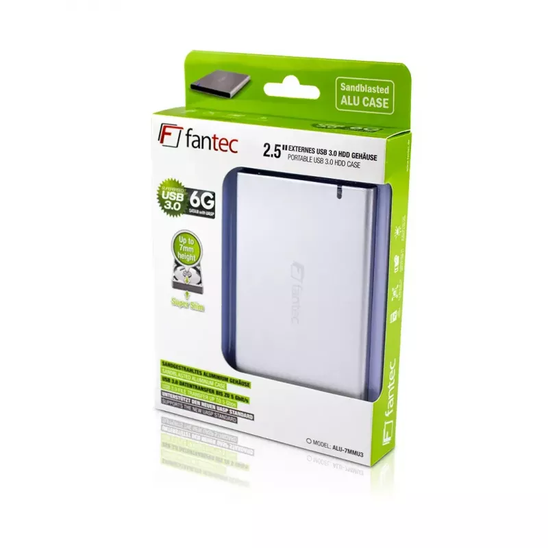 HDD/SSD-korpus Fantec ALU7MMU3 hõbedane 2,5-tolline