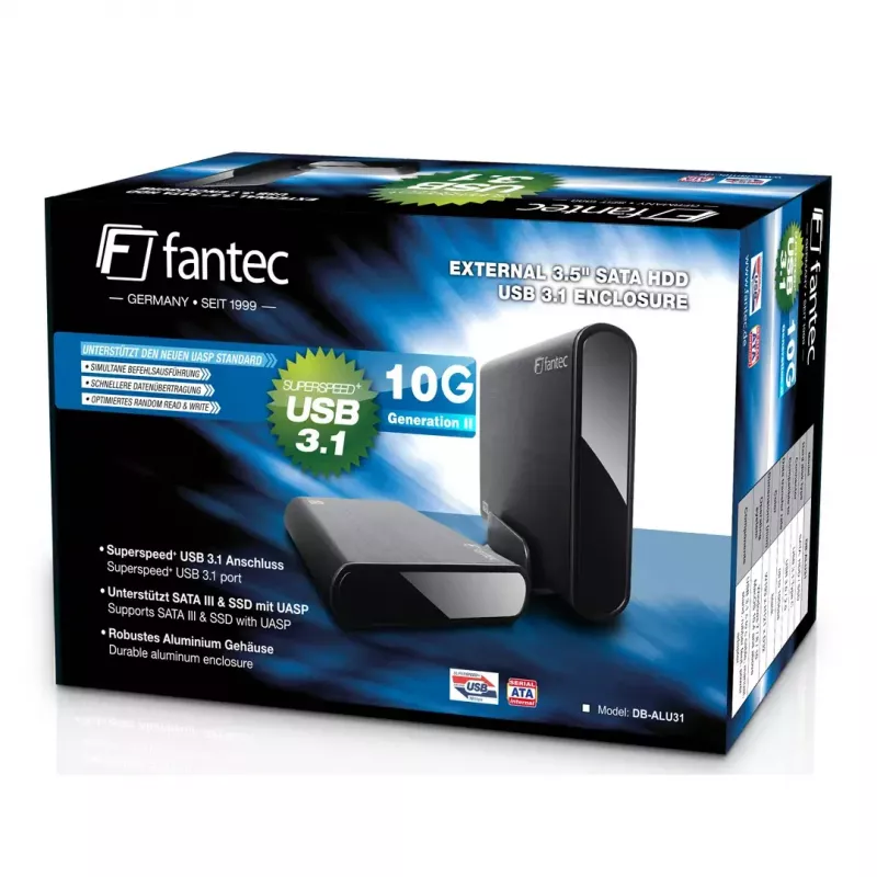 HDD-korpus Fantec DB-ALU31 Must 3,5 tolli