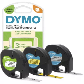 DYMO LetraTag silditeip, assortii, 3 tk pakend