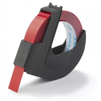 DYMO autentne reljeeﬁrketi lint | 9 mm x 3 m rull | valge trükk punasel | isekleepuv | reljeeﬁrketi valmistajatele | 1 tk