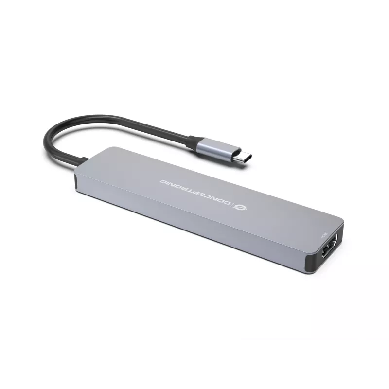 Conceptronic DONN28G 7-in-1 USB 3.2 Gen 1 dokkimisjaam, 4K60Hz HDMI, USB-A 5Gbps x 2, USB-C 5Gbps, SD, TF/MicroSD, 100W USB PD
