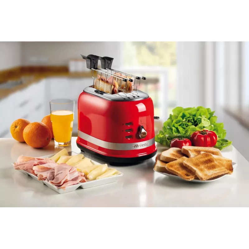 Ariete 149 röster tangidega 2 viilu jaoks - automaatne väljaviskamine - sulatus - 6 pruunistusastet - 800 W - Modern Line - punane