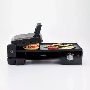 Ariete 1916 Multi Grill 3 in 1 - Elektriline grill, BBQ, sile ja ribiline plaat - 180° avamine - Reguleeritav termostaat - 2400 W - Must