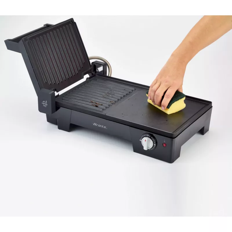 Ariete 1916 Multi Grill 3 in 1 - Elektriline grill, BBQ, sile ja ribiline plaat - 180° avamine - Reguleeritav termostaat - 2400 W - Must