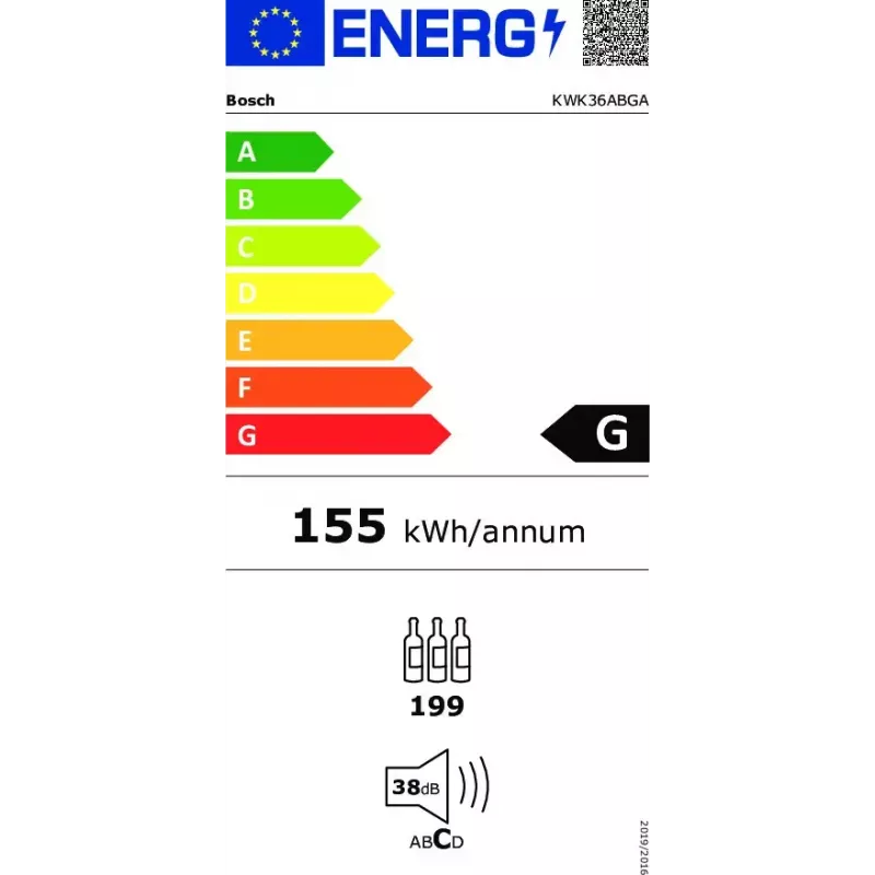 Bosch Serie 6 KWK36ABGA veinijahuti Kompressor-veinijahuti Eraldiseisev Must 199 pudelit