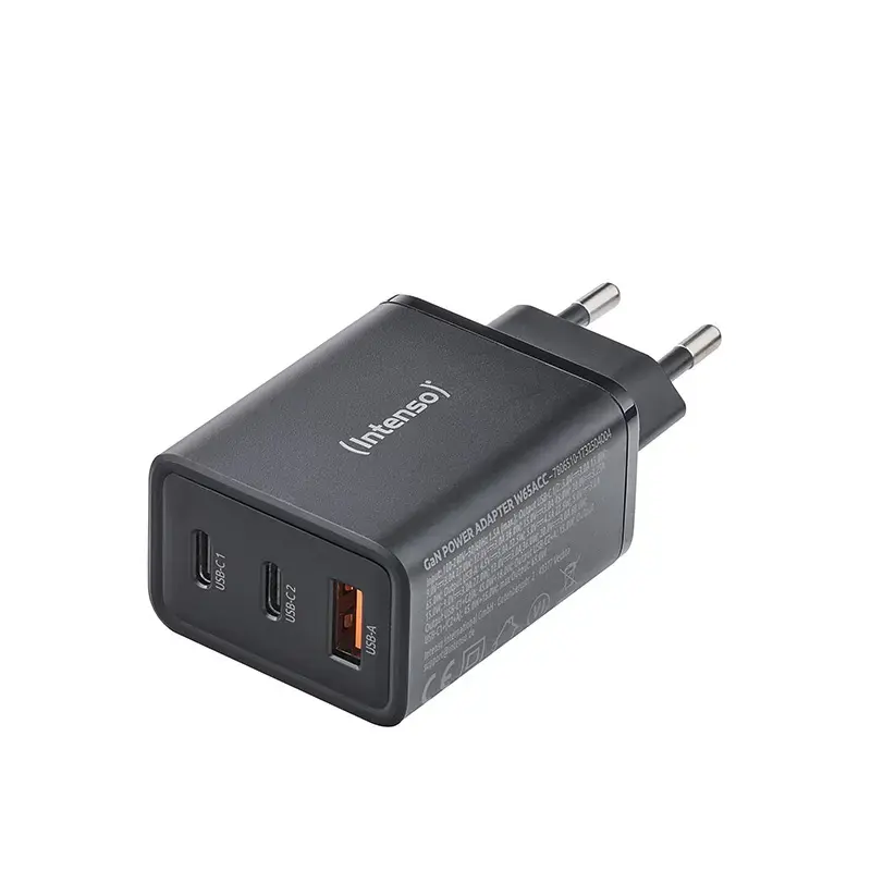 Toiteadapter Intenso W65ACC USB-A ja USB-C portidega, must