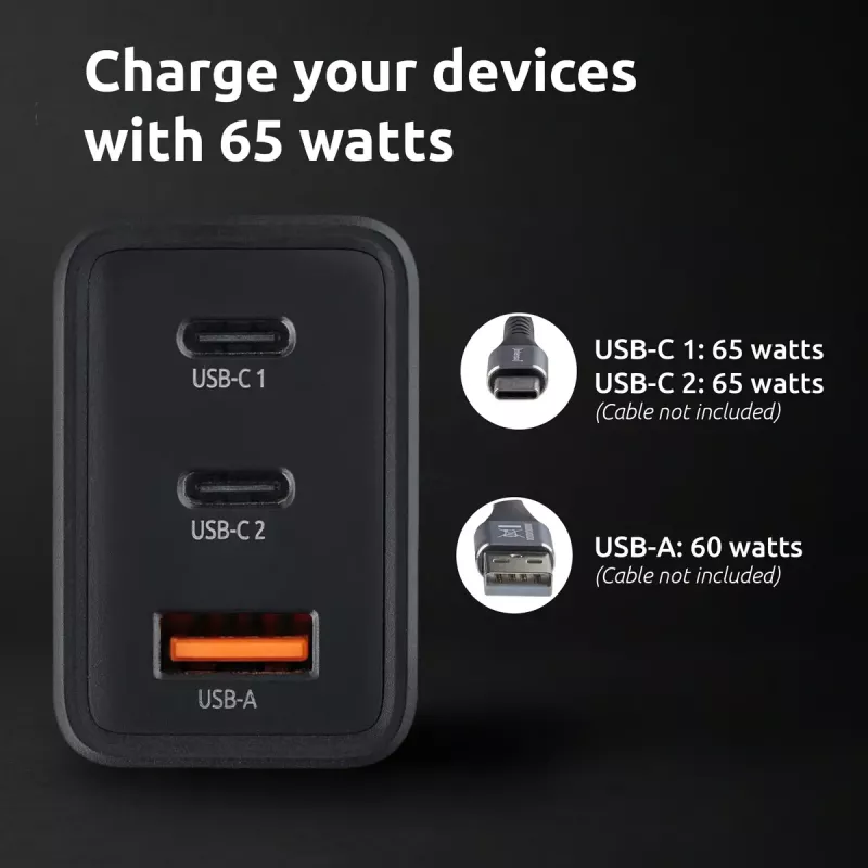 Toiteadapter Intenso W65ACC USB-A ja USB-C portidega, must