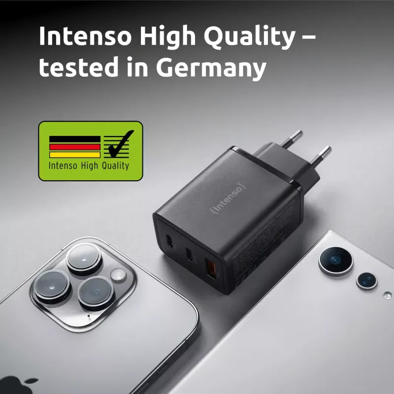 Toiteadapter Intenso W65ACC USB-A ja USB-C portidega, must