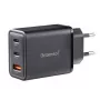 Toiteadapter Intenso W65ACC USB-A ja USB-C portidega, must