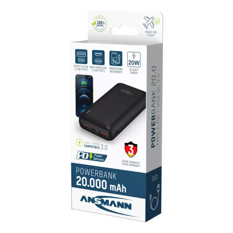 Kaasaskantav aku Ansmann PB320PD 20000 mAh