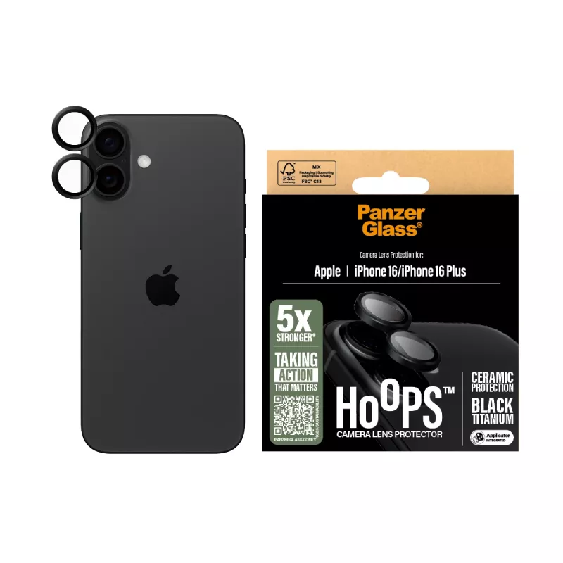PanzerGlass ® Hoops® keraamiline kaameraobjektiivi kaitse iPhone 16 | 16 Plus