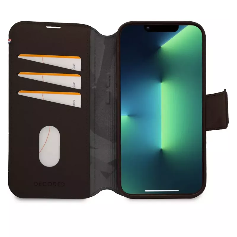 Rahakotiga ümbris Decoded iPhone 14 Plus Pruun 6,7 tolli 3 kaarditaskuga