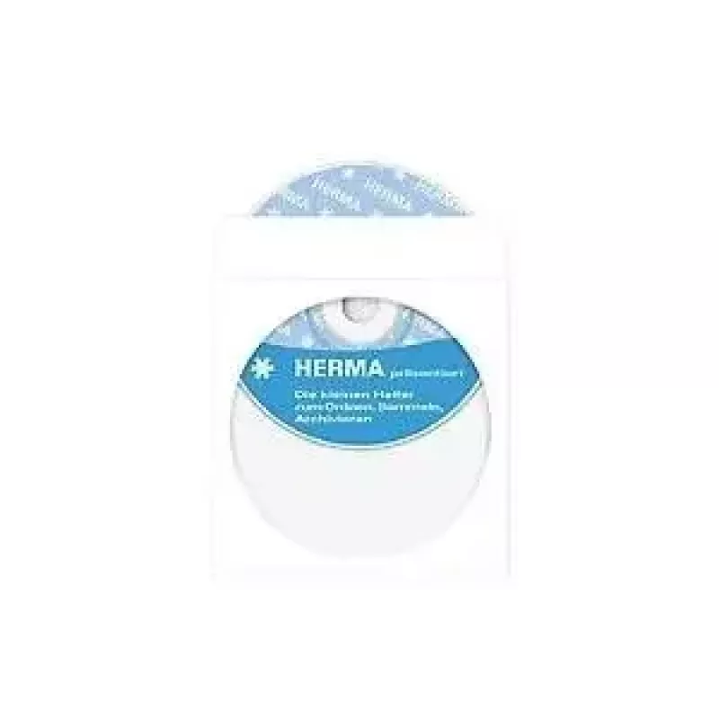 Varrukas HERMA CD/DVD taskud paberist valged isekleepuva täpiga 100 tk