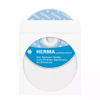 Varrukas HERMA CD/DVD taskud paberist valged isekleepuva täpiga 100 tk