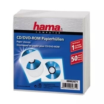 Hama CD-ROM pabervutlarid 50 tk, valged 50 plaadile