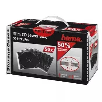 Õhuke CD-karp Hama 51269 50 tk komplektis 1 ketas Läbipaistev