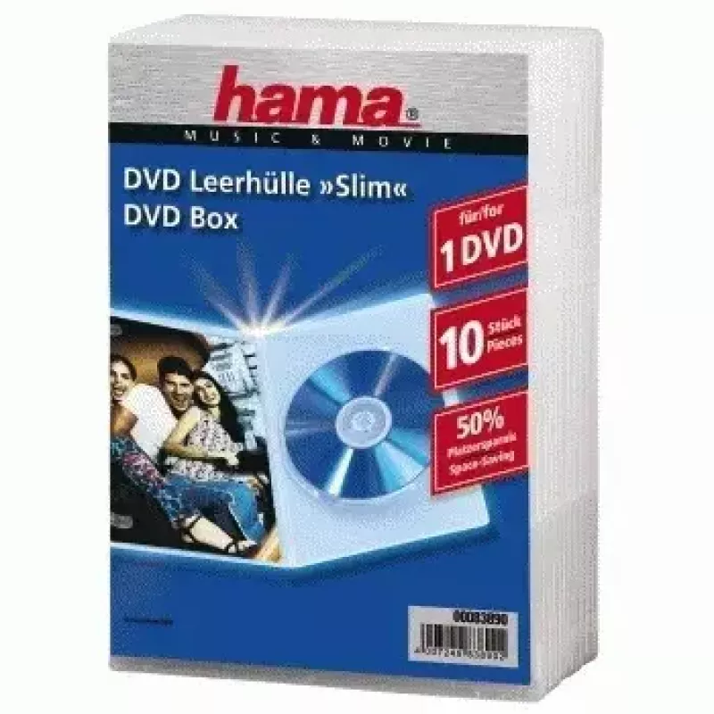 Hama DVD Jewel Case, õhuke 10, läbipaistev 10 ketast