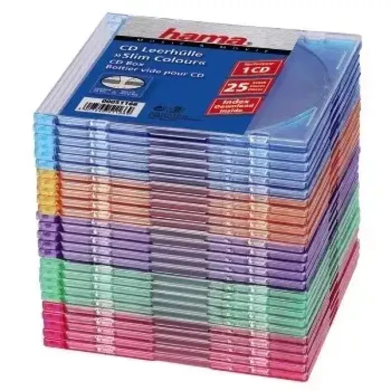 Hama CD õhuke Box pakk 25 tk, värvilised 1 ketta Multivärviline