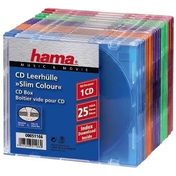 Hama CD õhuke Box pakk 25 tk, värvilised 1 ketta Multivärviline
