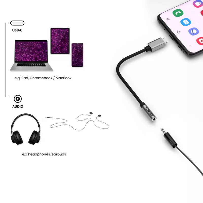 Marmitek Connect USB-C > Audio 8374 adapter heliseadmetele