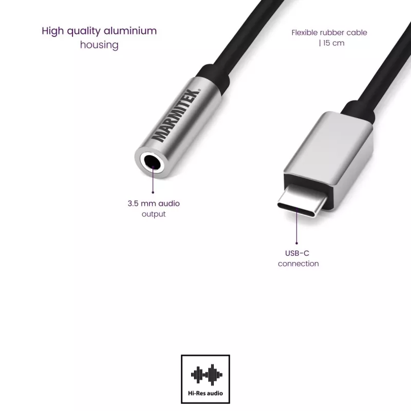 Marmitek Connect USB-C > Audio 8374 adapter heliseadmetele