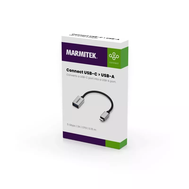 USB-kaabel Marmitek 08375 0.15m USB 3.2 Gen 1 USB C USB A Must Hõbedane