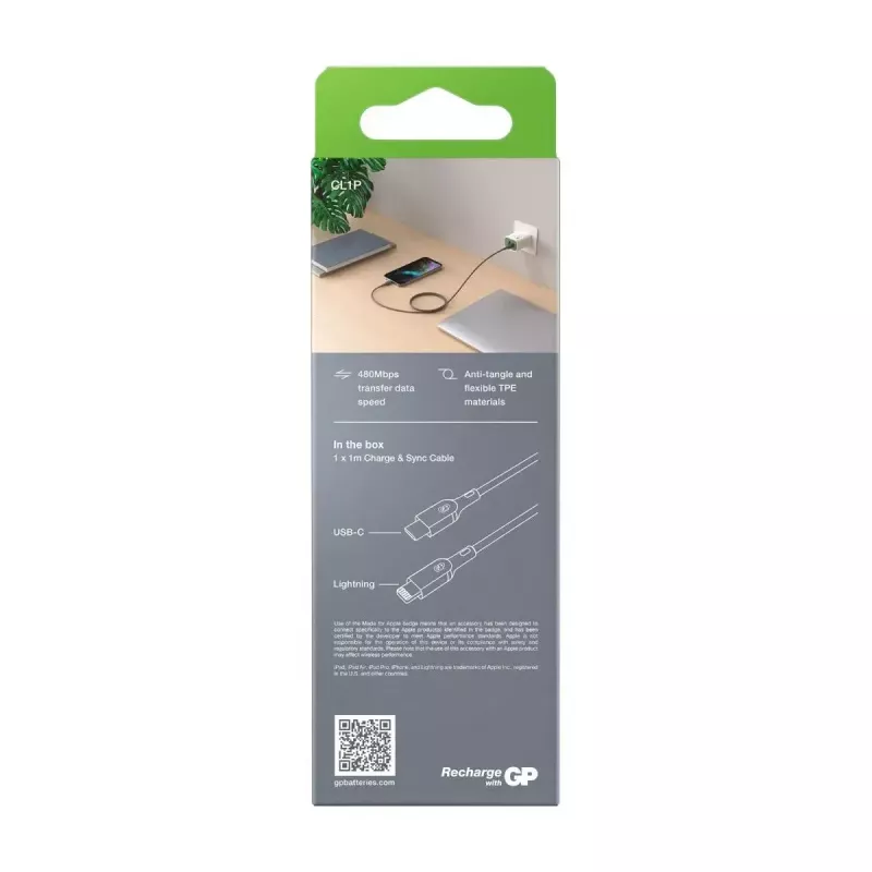 Kaabel GP patareid CL1P 1m Hall Lightning USB C