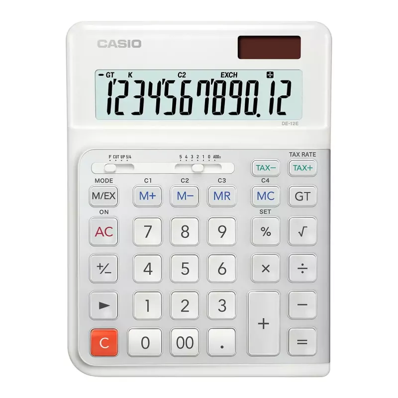 Lauakalkulaator Casio DE-12E-WE Basic 12 numbrit Valge