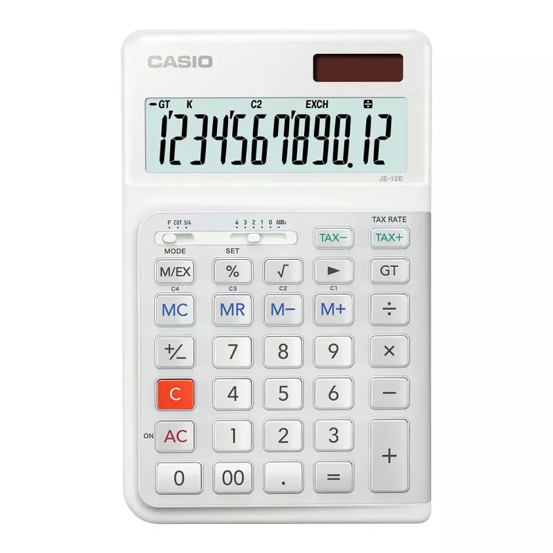 Basic Calculator Casio JE-12E-WE Desktop 12 Digits Valge