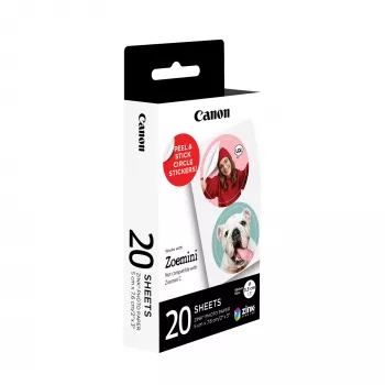 Canon ZINK™ 1,3-tolline eelõigatud ümmargune kleeppaki kleepsude pakk, 20 lehte