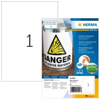 HERMA 9501 isekleepuv silt Ristkülik Püsiv Valge 50 tk