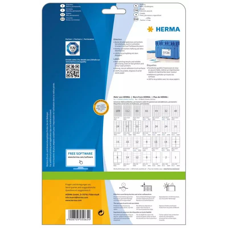 Isekleepuv printerisilt HERMA Labels Premium A4 210x297 mm