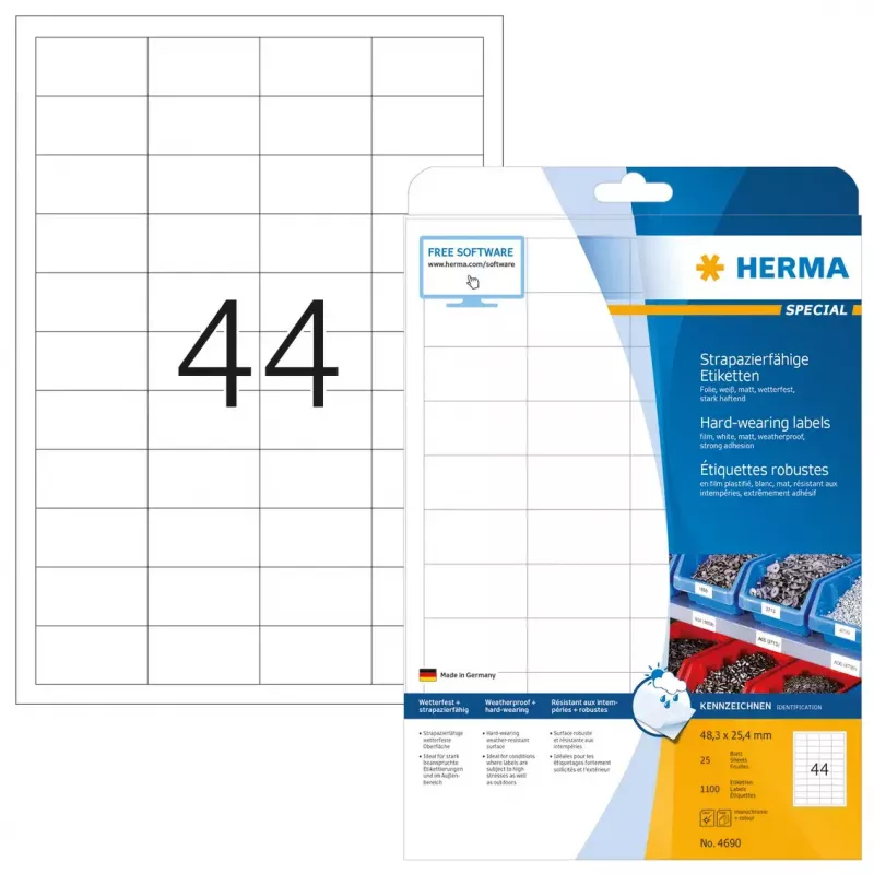 Isekleepuv printerisilt HERMA Labels vastupidav A4 48,3x25,4 mm