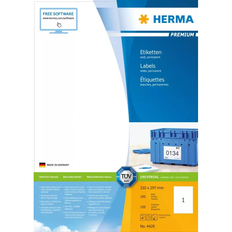 Isekleepuv printerisilt HERMA Labels Premium A4 210x297 mm